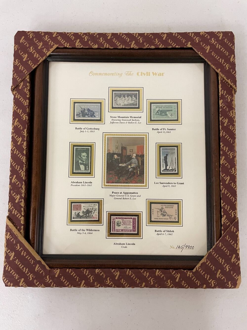 Vintage Stamp Collection COMMEMORATING THE CIVIL WAR 165 Out Of 9900 Framed